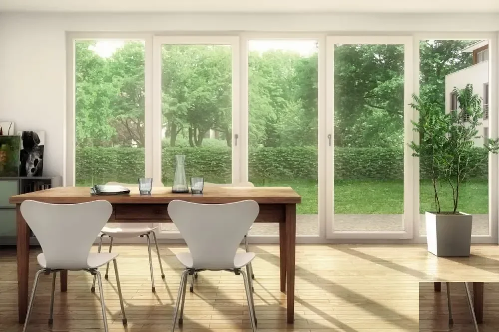 Antrasit PVC pencere modern bina cephesi